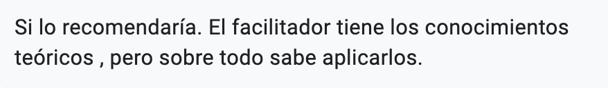 Recomendación destacando la capacidad de Juan Coronel para aplicar conocimientos teóricos en estrategias reales.